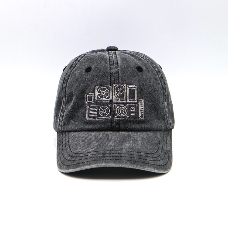 6 panel washed denim baseball caps wholesale quality dad hats custom embroidery letter logo cap